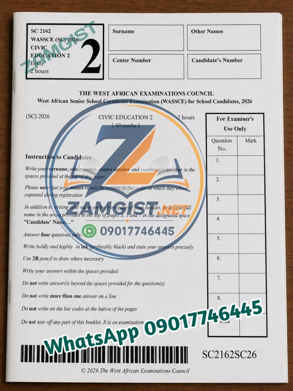 WAEC Civic Education Question 2026