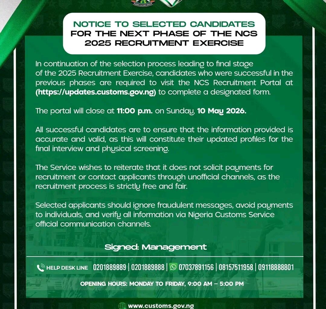 Nigeria Customs Final Screening Update 2025