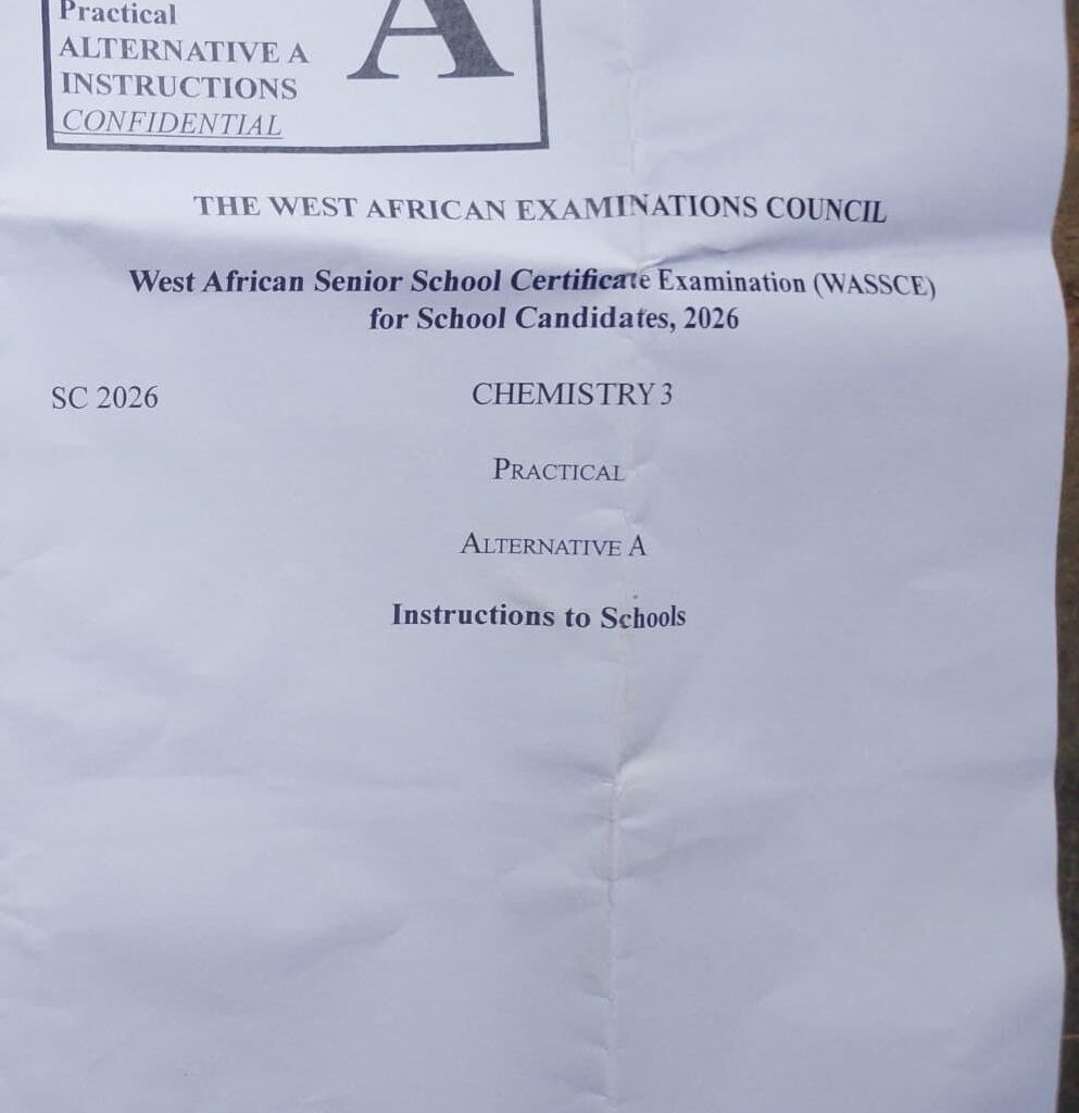 WAEC 2026 Chemistry Practical Specimens 2026