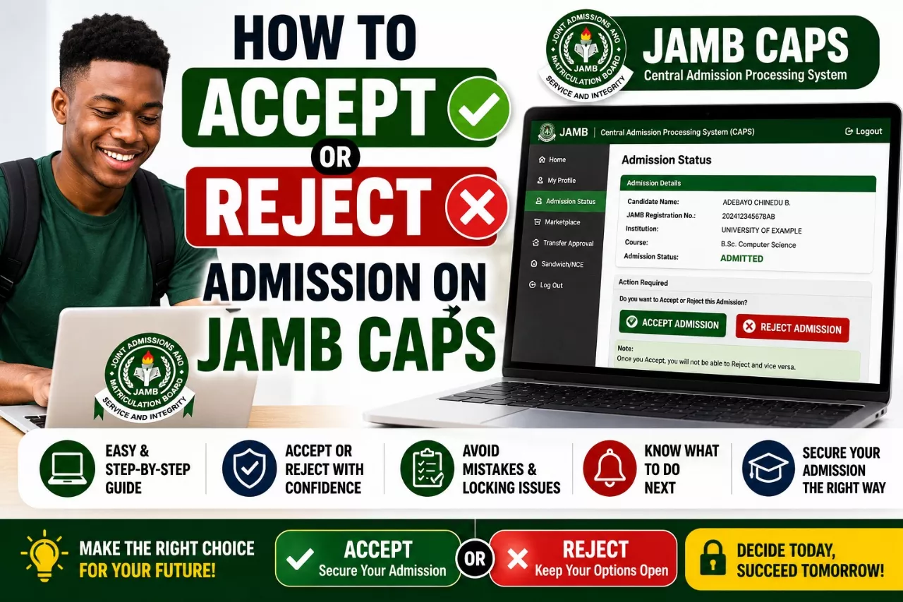 How To Accept or Reject Admission on JAMB CAPS 2026
