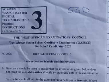 WAEC Digital Technologies Practical Instructions and Requirements 2026