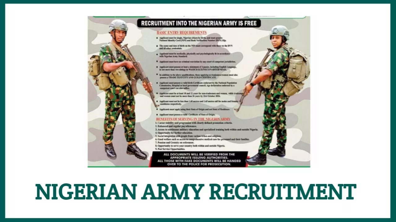 Nigerian Army Recruitment 2026: 92 Regular Recruits Intake Application Guide